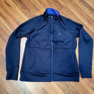 Blue Danskin Now Women's Semi-Fitted Zip Front Long Sleeve Jacket Size L (12-14)